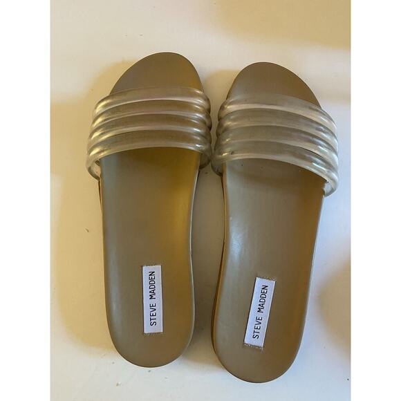 New Steve Madden Womens Drips Synthetic Slide Sandals Clear Nude Beige SZ 10 - Picture 5 of 5